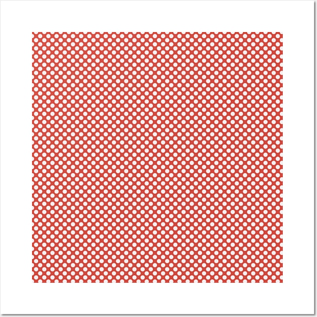 White Circles on Red Background Design Pattern Wall Art by Rengaw Designs